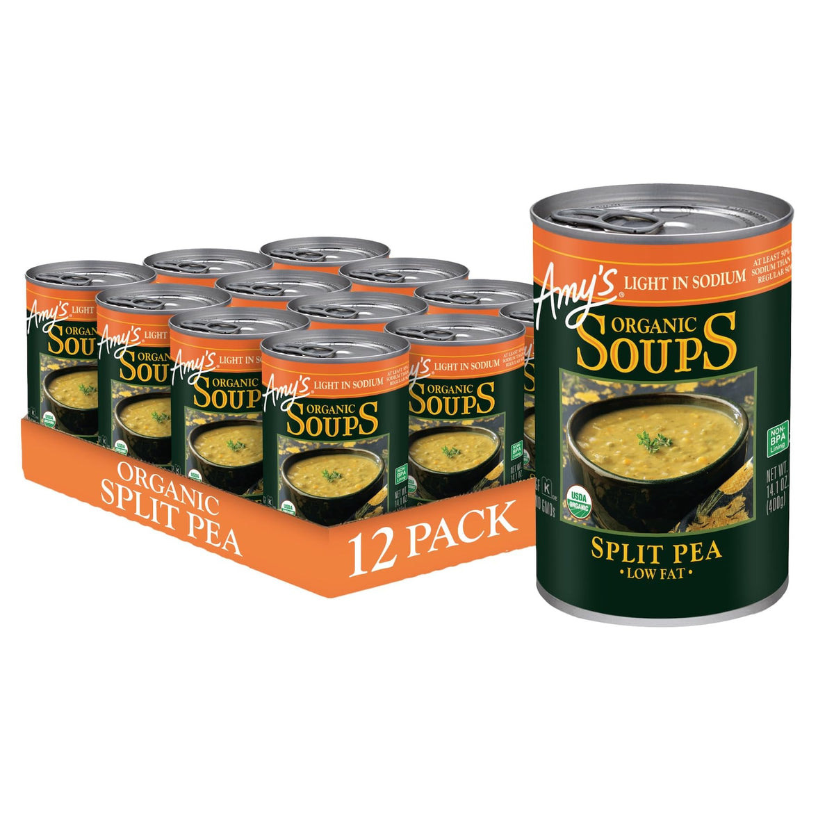 Amy's Organic Split Pea Soup Light Sodium - 12 Pack