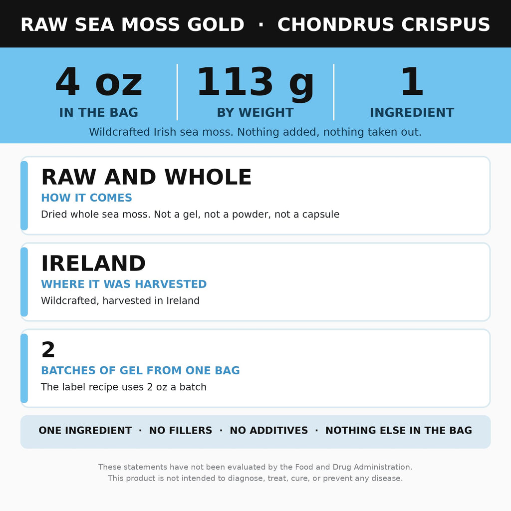 Alkaline Herb Raw Gold Sea Moss Wildcrafted - 4 oz - image 6