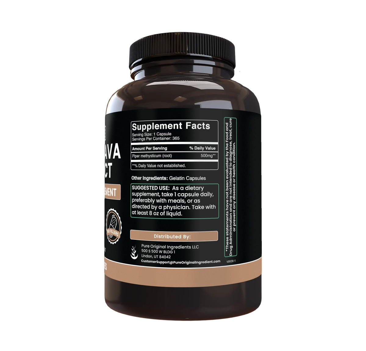 PURE ORIGINAL INGREDIENTS Kava Kava - 365 Capsules - image 2