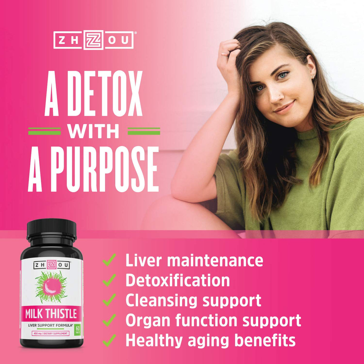 ZHOU Milk Thistle Liver Health Supplement - 60 Vegetarian Capsules - image 3