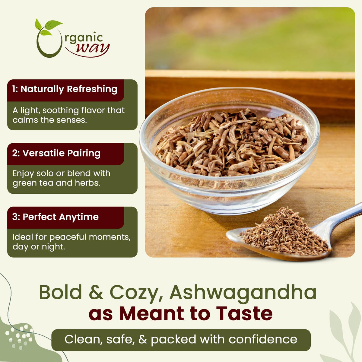 Organic Way Ashwagandha Root Cut & Sifted (Withania somnifera)