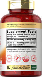 Carlyle Vitamin D3 5000 IU - 500 Softgels - image 2