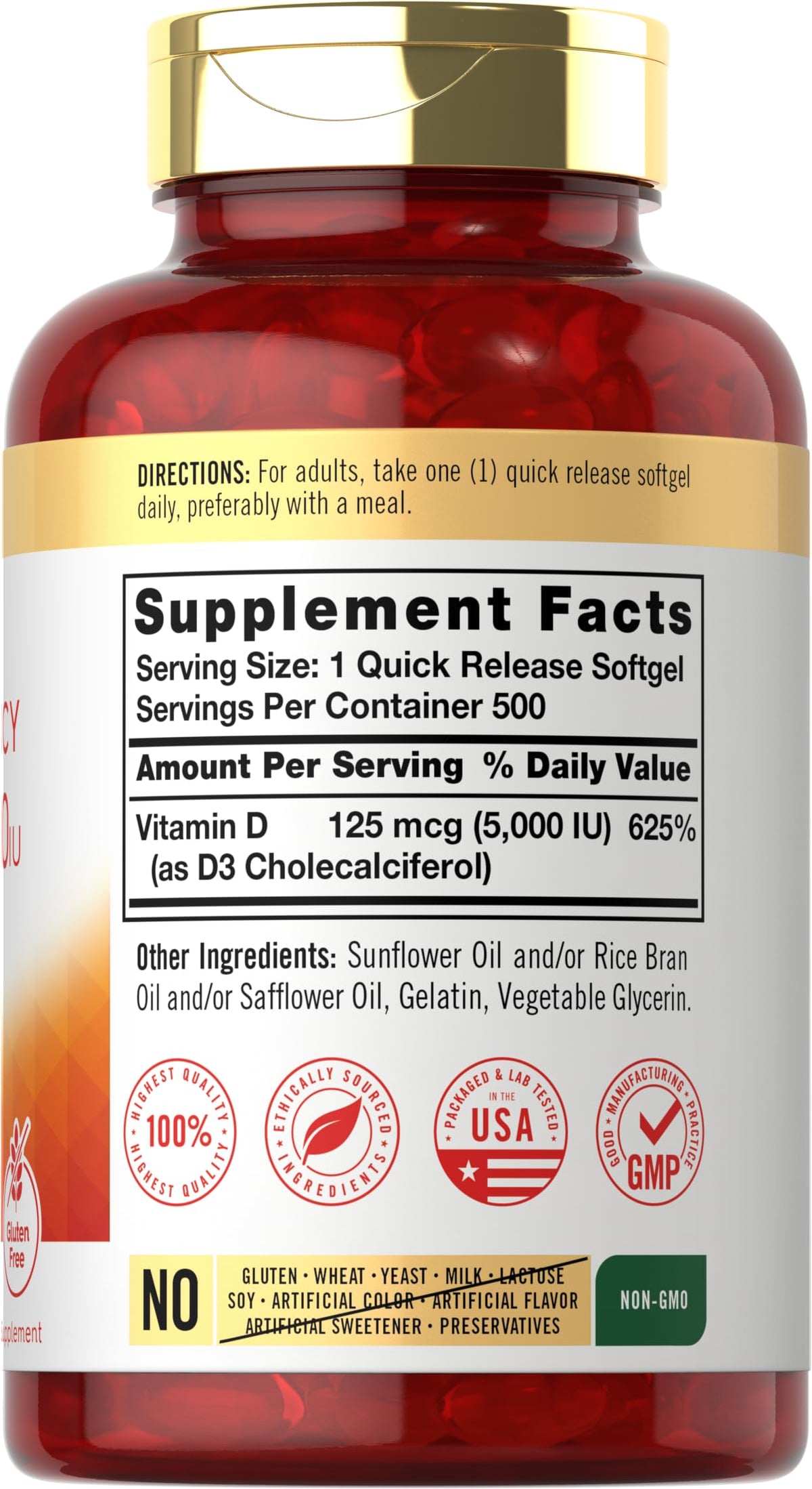 Carlyle Vitamin D3 5000 IU - 500 Softgels - image 2