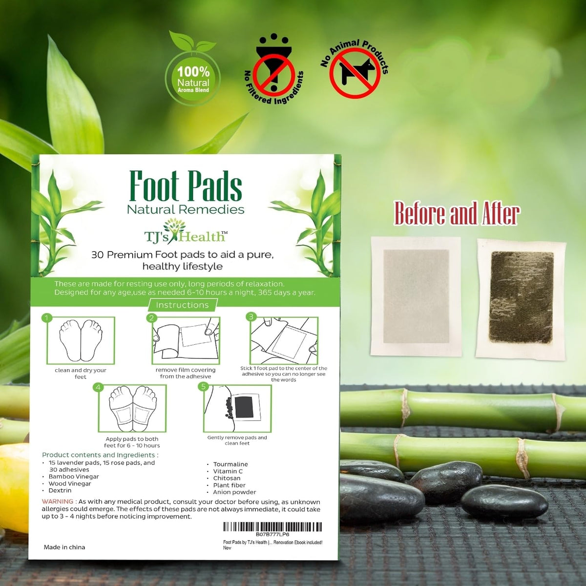 TJ's Health Organic Sleep Foot Pads - 30 Patches - image 2