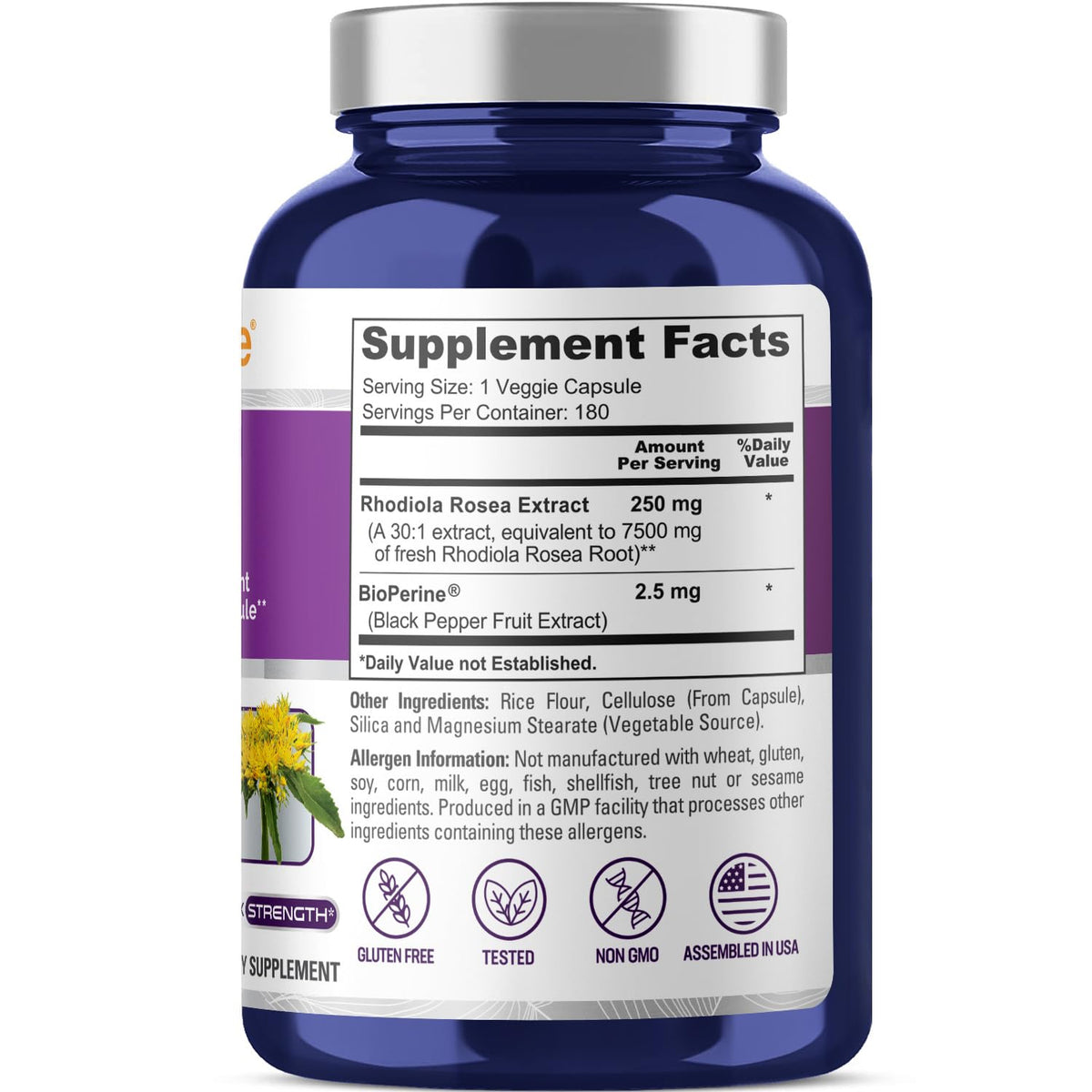 NusaPure Rhodiola Rosea 250mg - 180 Vegetarian Capsules - image 5