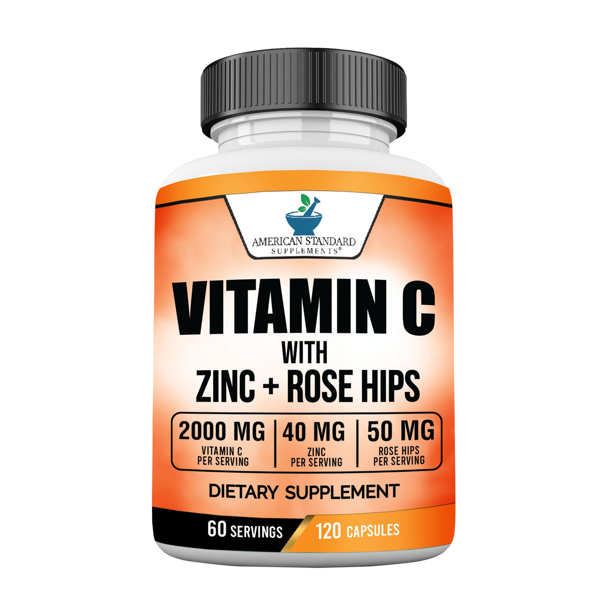 American Standard Supplements Vitamin C 2000mg with Zinc - 120 Capsules