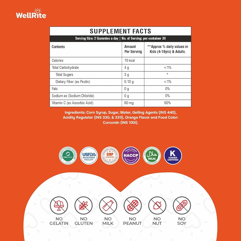 Wellrite Vitamin C Gummy Vitamins for Immunity - 60 Count - image 5