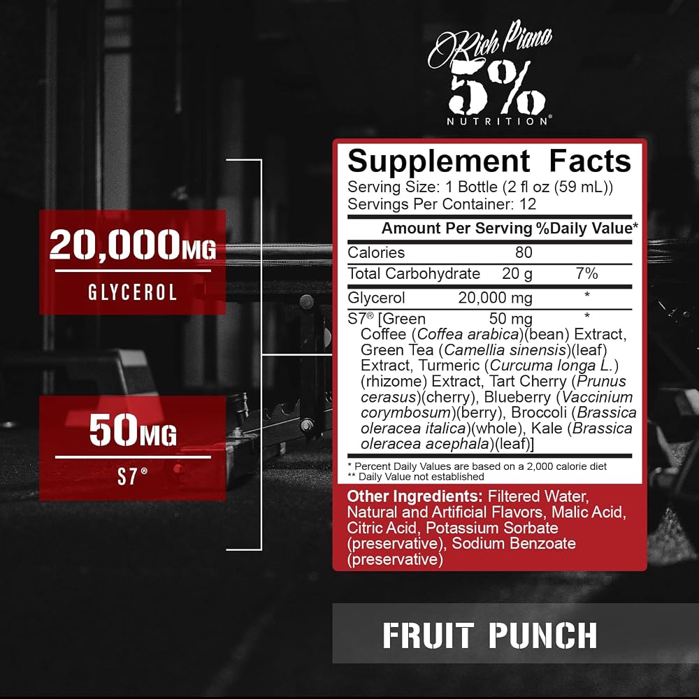 5% Nutrition Pump Shot Liquid Glycerol + S7 Supplement - 12 Pack - image 3
