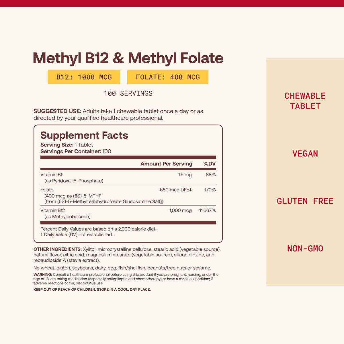 Jarrow Formulas Methyl B-12 & Methyl Folate Supplement - 100 Tablets - image 4