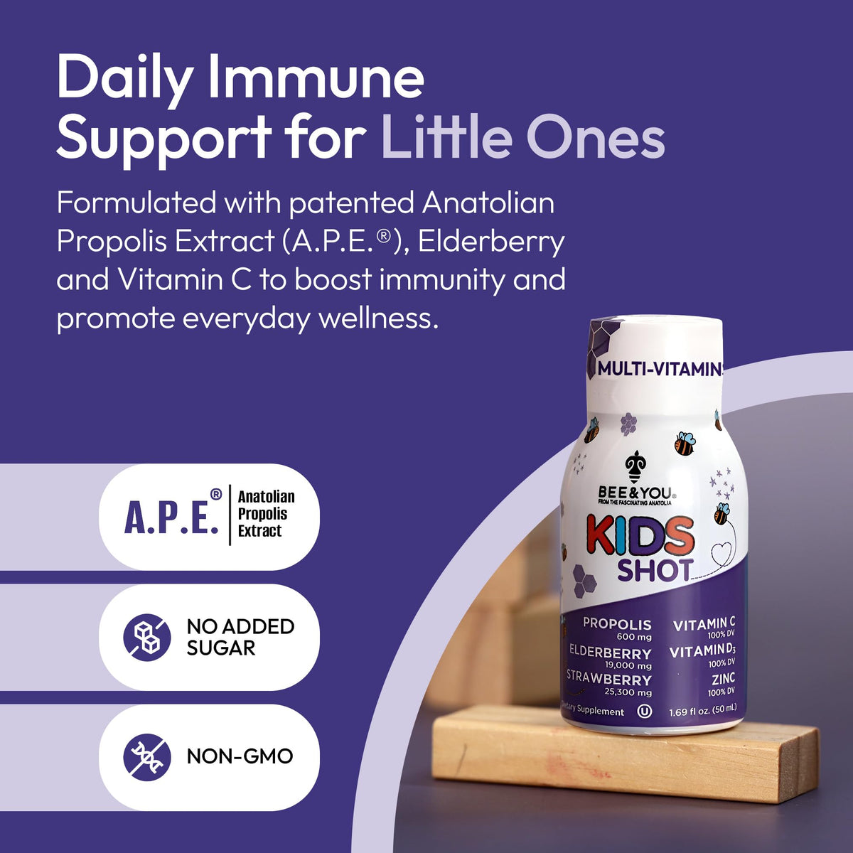 BEE & YOU Kids Immune Support Supplement Propolis Shot - 12 Pack - image 2