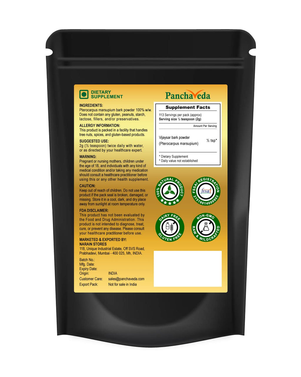 Panchaveda Pterocarpus Marsupium Powder - 8 oz - image 2
