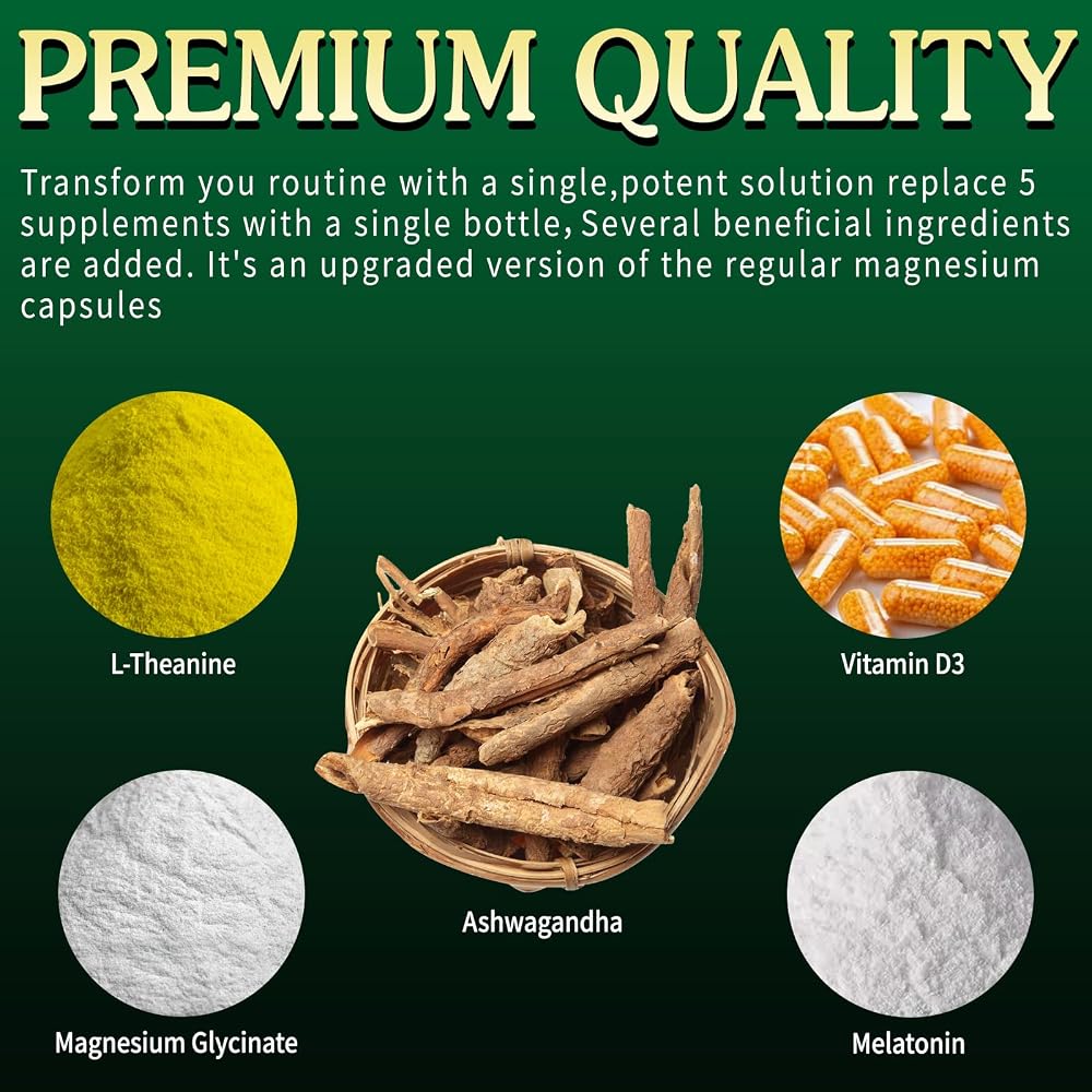 VPKIN Magnesium Ashwagandha Supplement with L-Theanine - 120 Capsules - image 2