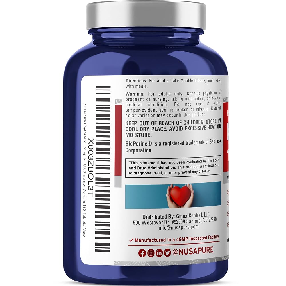 NusaPure Plant Sterols 1500mg Vegan - 180 Vegetarian Tablets - image 3