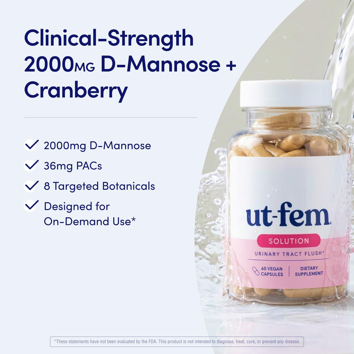 UT-Fem Solution D-Mannose 2000mg Urinary Support - 60 Capsules - image 4