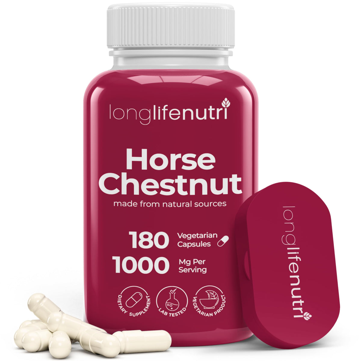LongLifeNutri Horse Chestnut Extract 500mg - 180 Vegetarian Capsules