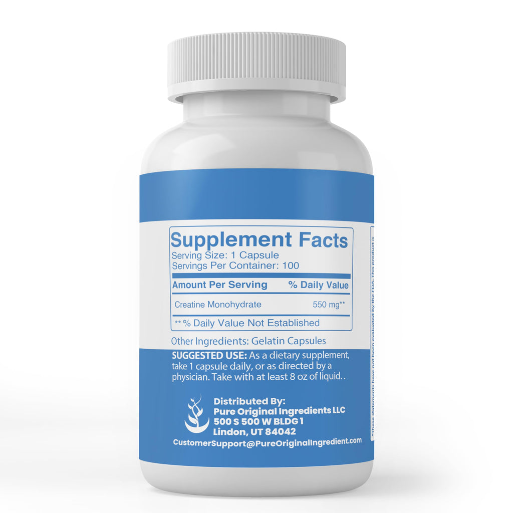 Pure Original Ingredients Creatine Monohydrate - 100 Capsules - image 3