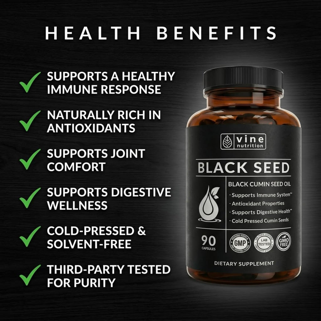 Vine Nutrition Black Seed Oil 500mg - 90 Softgels - image 4