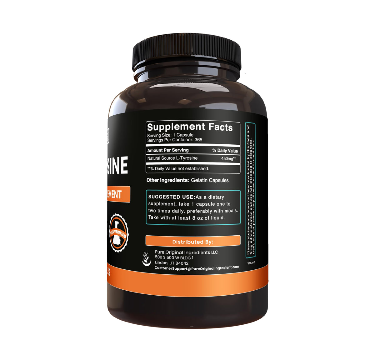 Pure Original Ingredients L-Tyrosine - 365 Capsules - image 2
