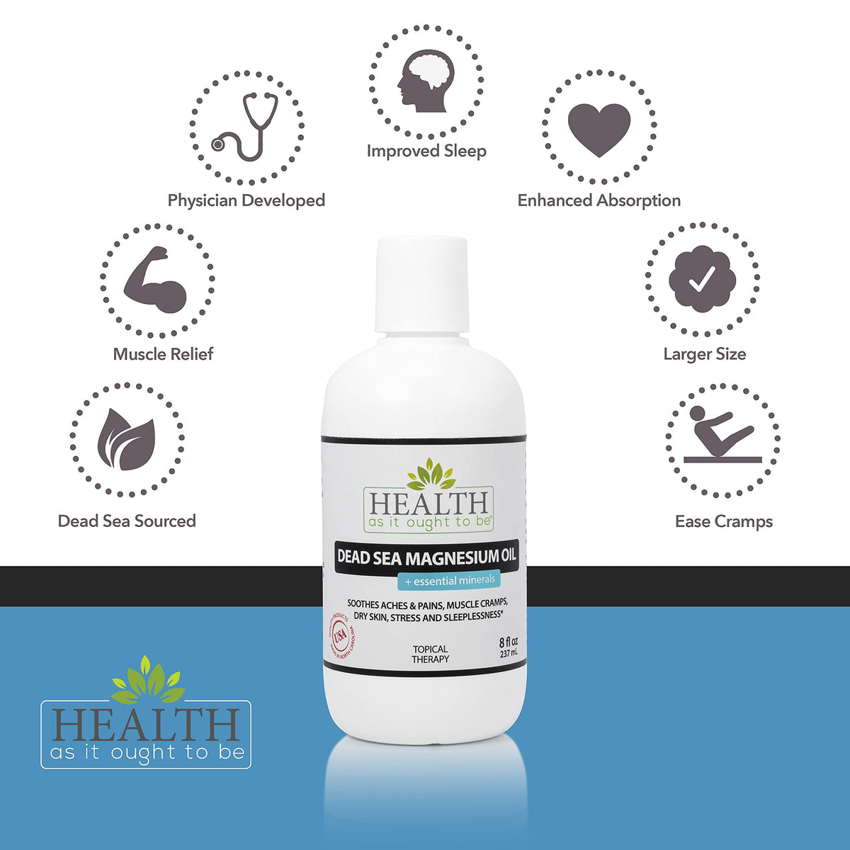 Health As It Ought To Be Dead Sea Magnesium Oil - 8 Fl Oz - image 3
