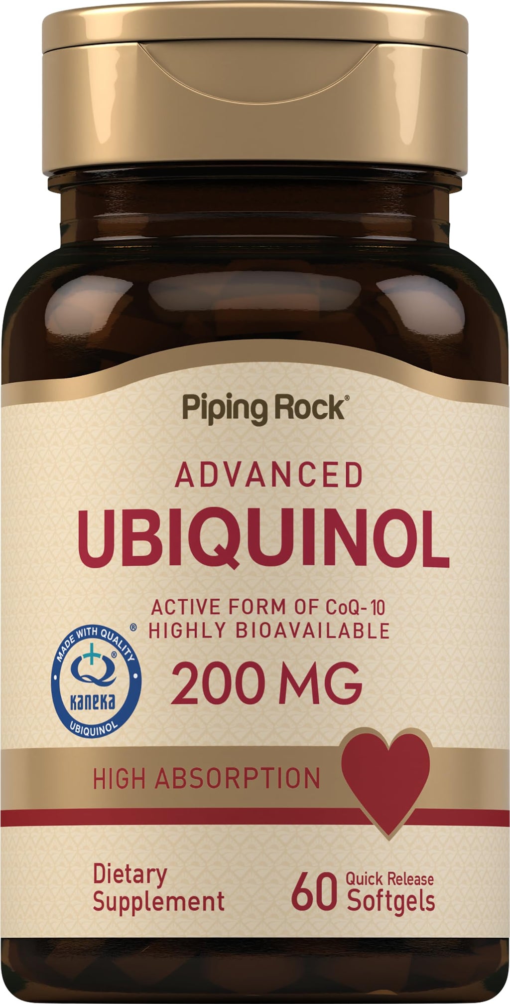 Piping Rock Ubiquinol 200mg - 60 Softgels