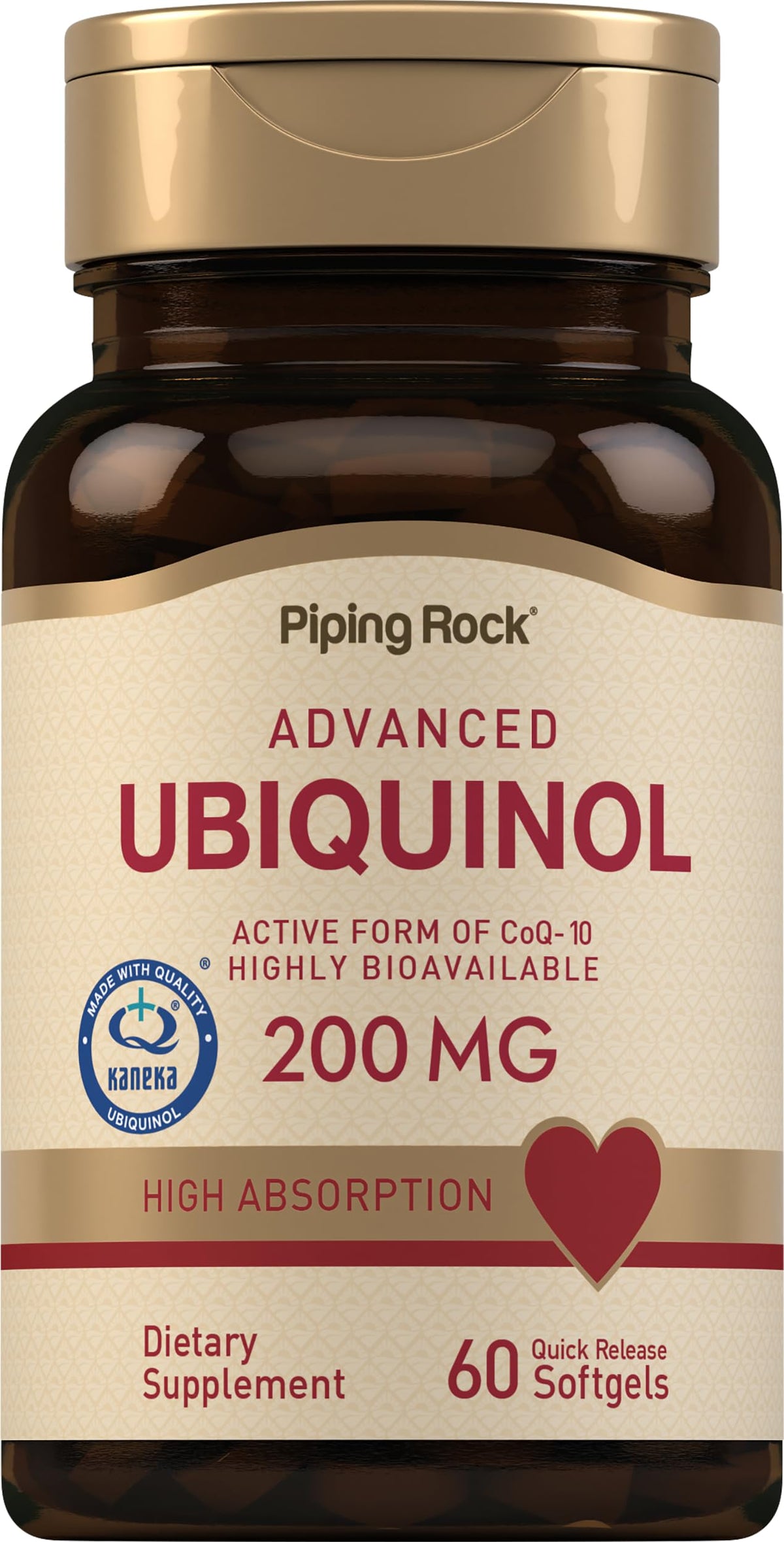 Piping Rock Ubiquinol 200mg - 60 Softgels