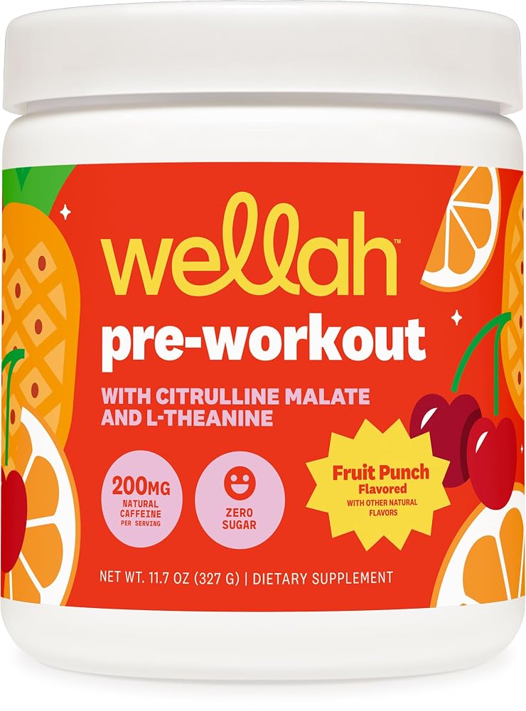 Wellah Pre-Workout Drink Mix Fruit Punch - 30 Servings