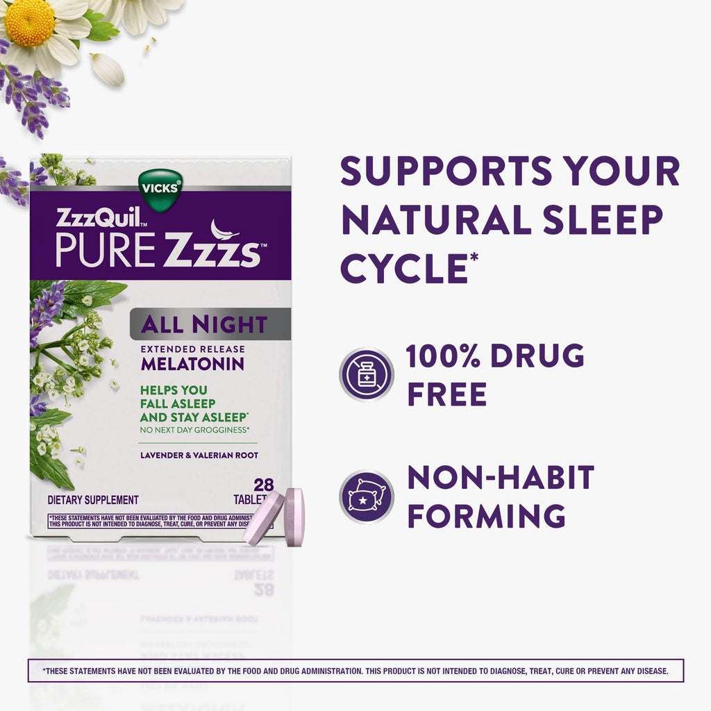 ZzzQuil Pure Zzzs All Night Extended Release Melatonin - 56 Tablets - image 3
