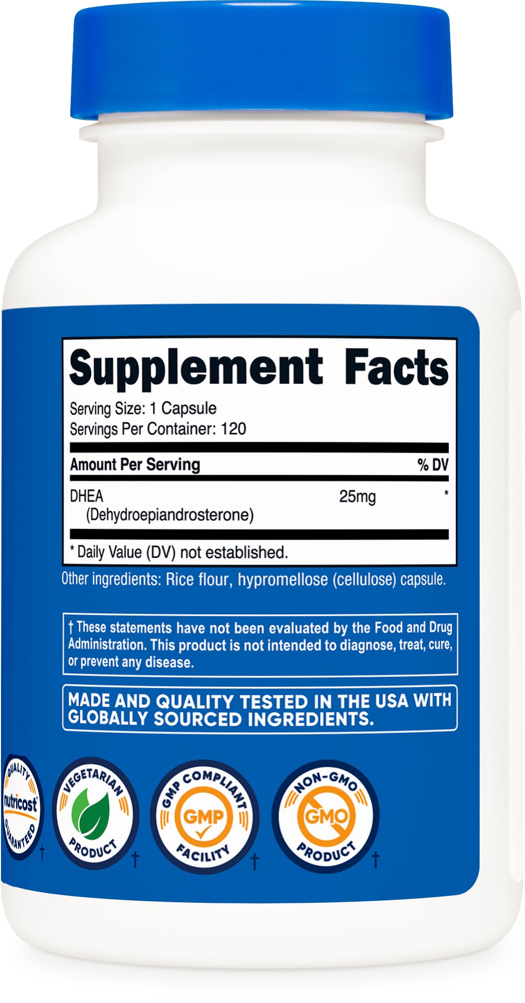Nutricost DHEA 25mg Capsules - Gluten Free