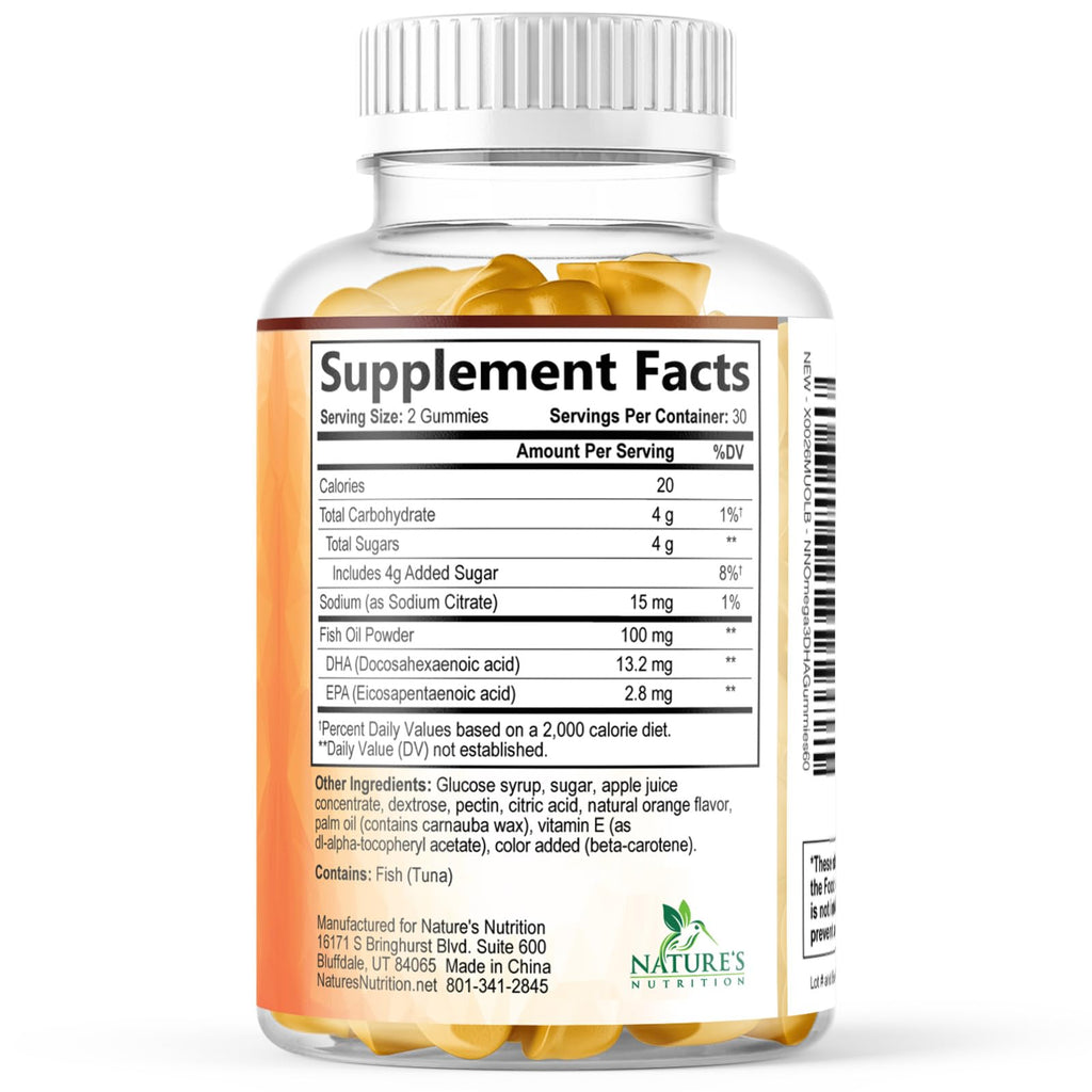 Nature's Nutrition Omega 3 Fish Oil Gummies - Extra Strength Omega-3