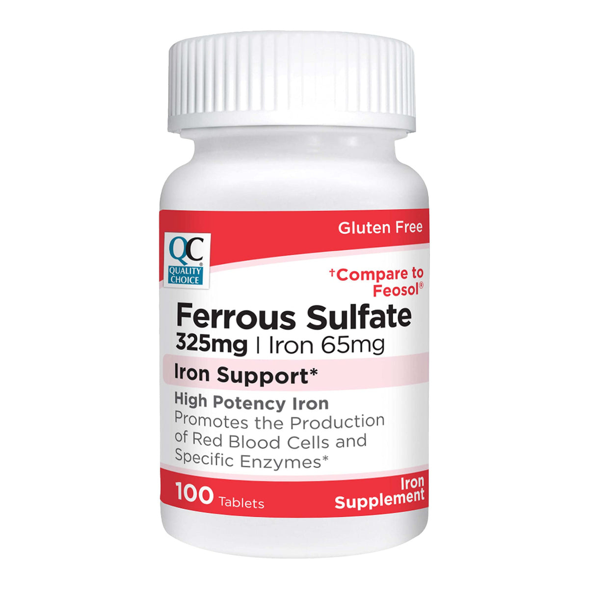 Quality Choice Iron 65 mg High Potency Support - 100 Tablets