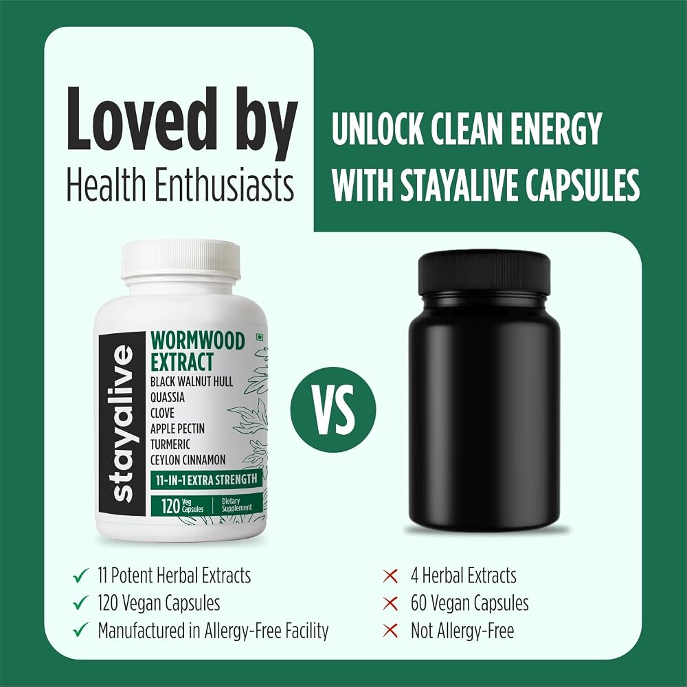 STAY ALIVE Wormwood Black Walnut Clove Complex - 120 Capsules - image 4
