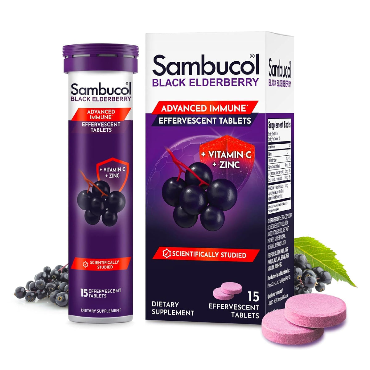 Sambucol Black Elderberry Effervescent Tablets - 15 Count