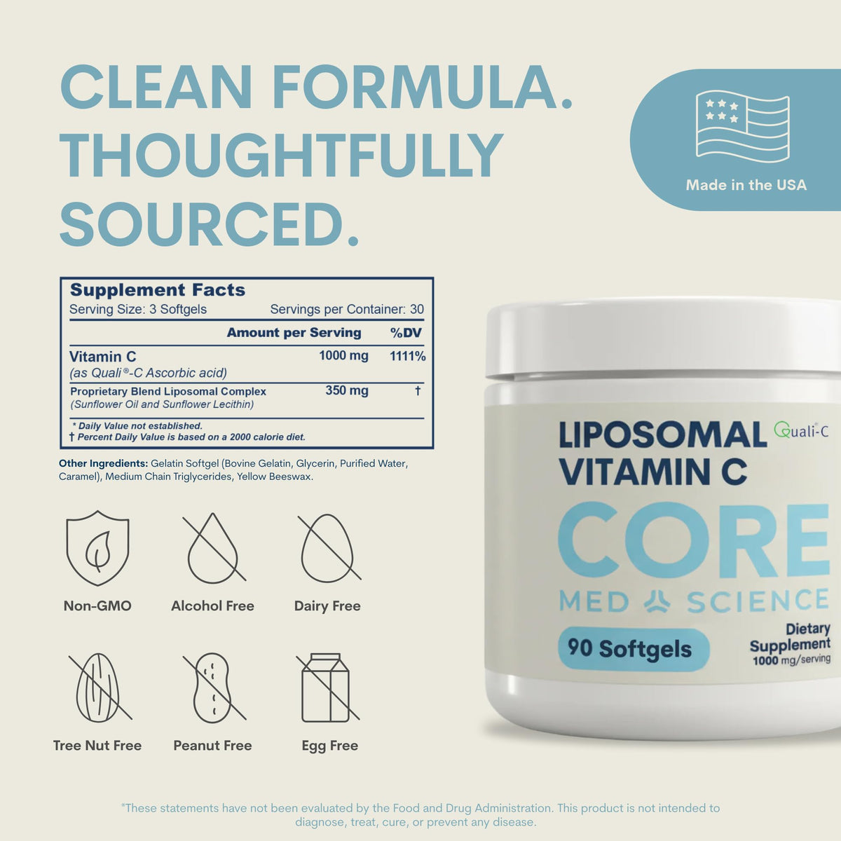 Core Med Science Liposomal Vitamin C 1000mg - Non-GMO