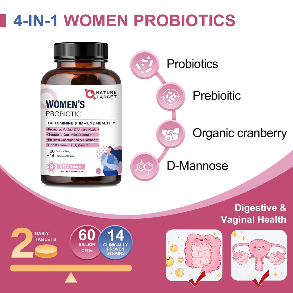 NATURE TARGET Probiotics for Women 60 Billion CFU - 90 Tablets - image 3