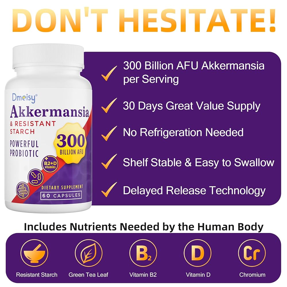 Dmeisy Akkermansia Muciniphila - Live Akkermansia Probiotics for Men