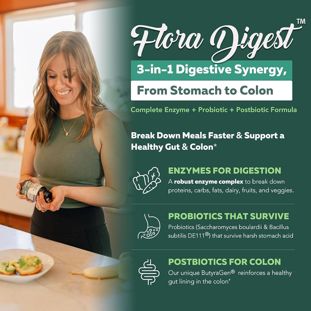 Triquetra Health Flora Digest - 3-in-1 Max Strength Digestive Enzymes