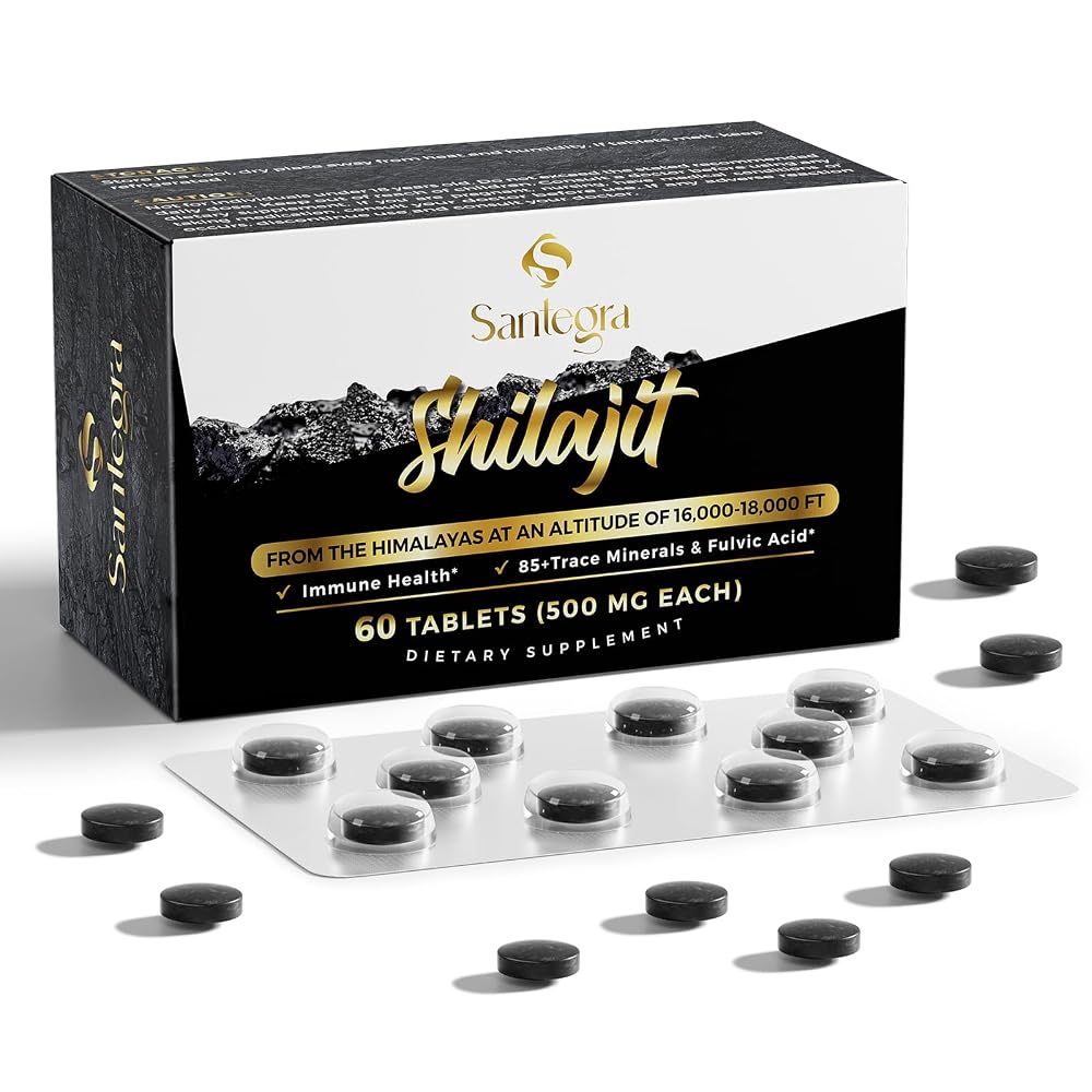 Santegra Shilajit Tablets 500 mg for Energy - 60 Tablets