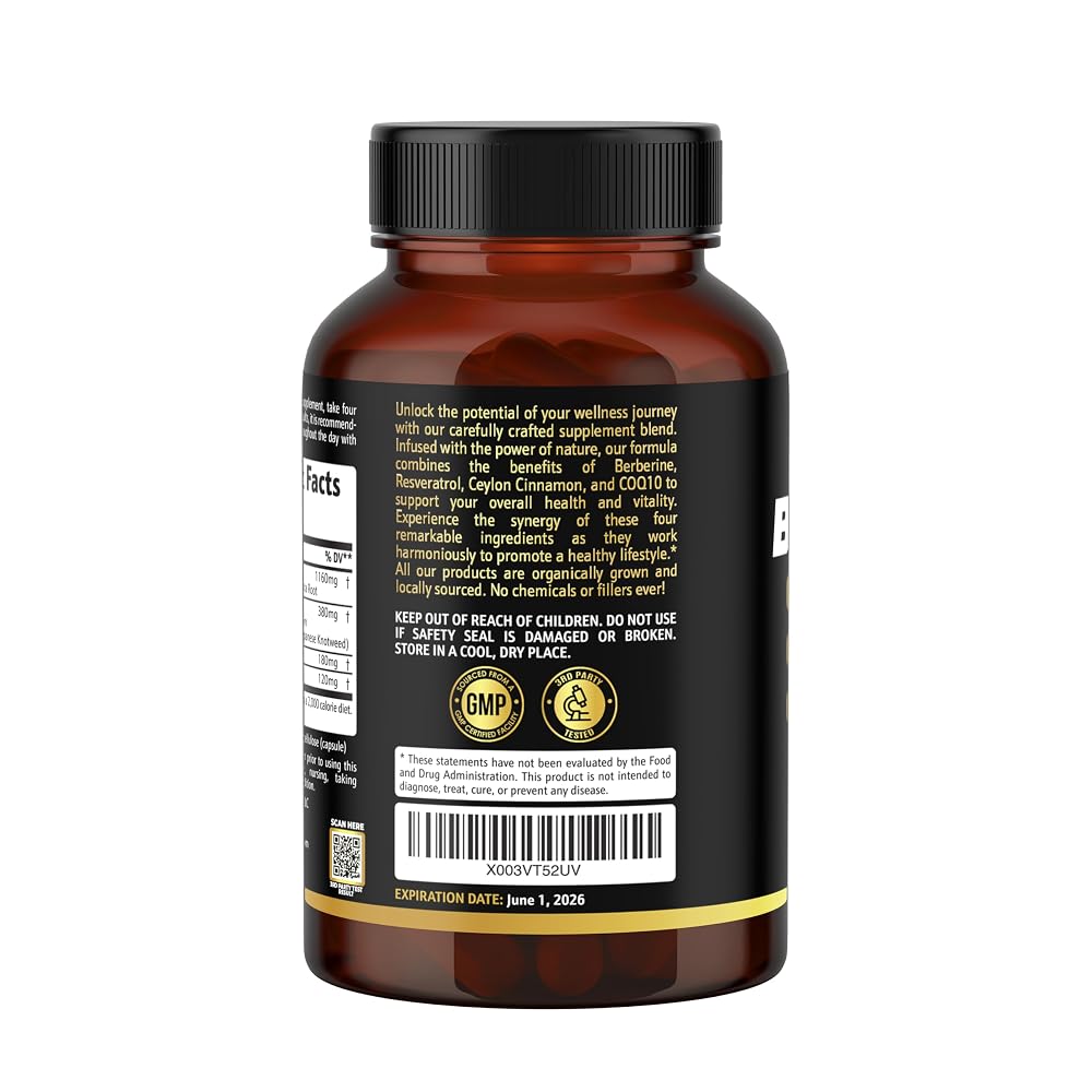 Earth Elixir 4-in-1 Berberine Supplement 1160mg - 180 Capsules - image 8
