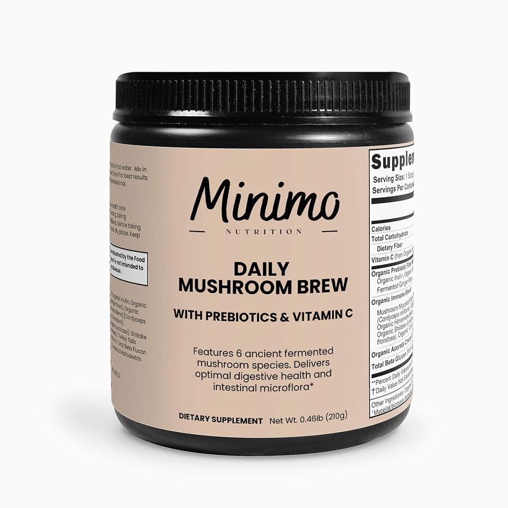 Minimo Nutrition Organic Mushroom Blend Powder for Energy & Immunity