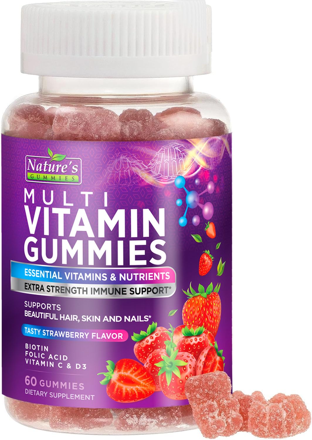 Nature's Gummies Multivitamin Gummies for Daily Energy Support - 60 Gummies