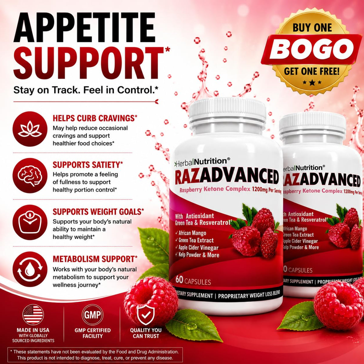 Herbal Nutrition Raspberry Ketones Complex Weight Management - 120 Capsules - image 5