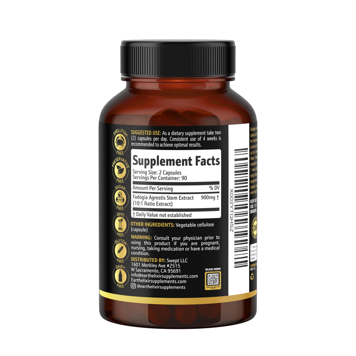 Earth Elixir Fadogia Agrestis 900mg - 180 Vegetarian Capsules - image 2