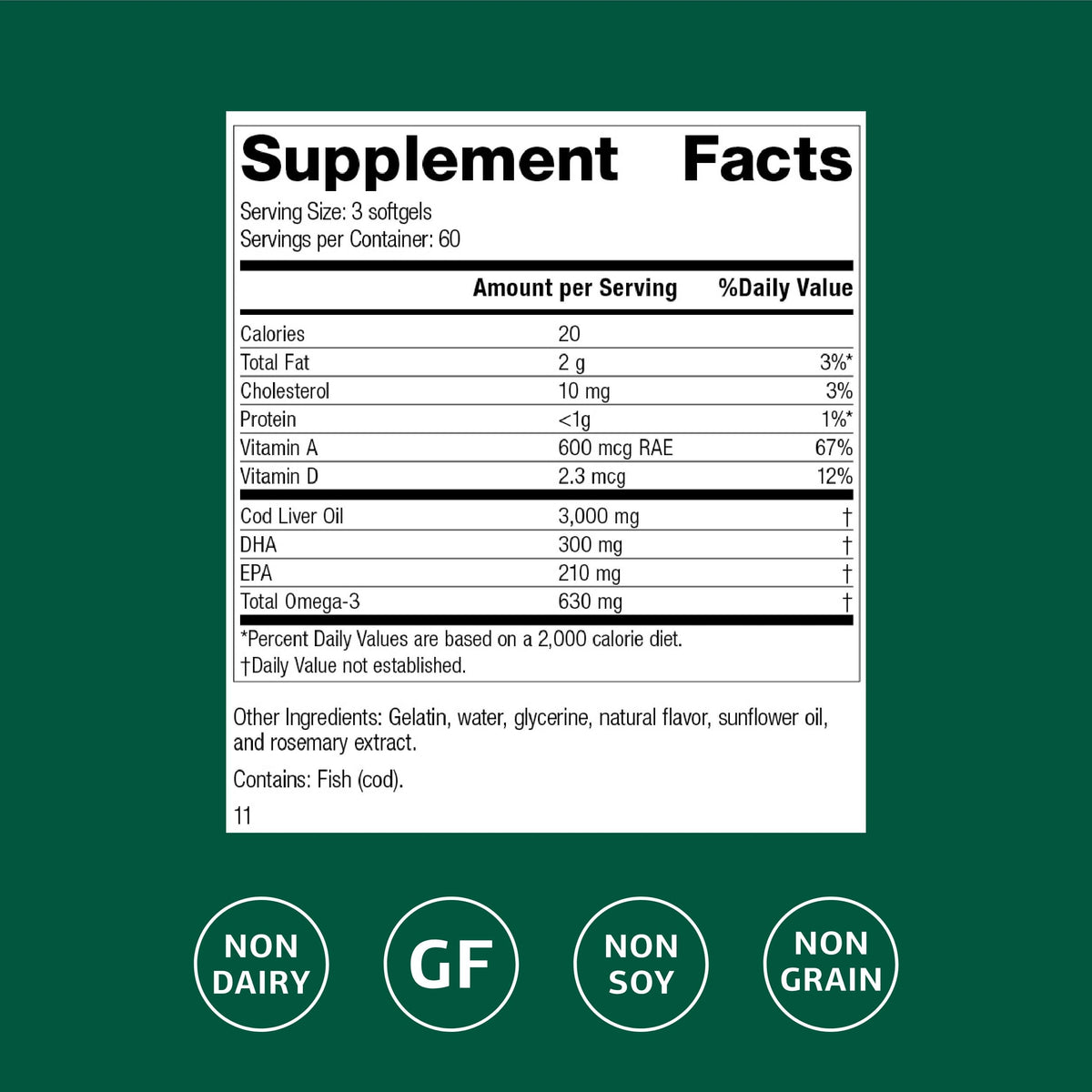 Standard Process Cod Liver Oil Eye & Bone Health Support - 180 Softgels - image 2