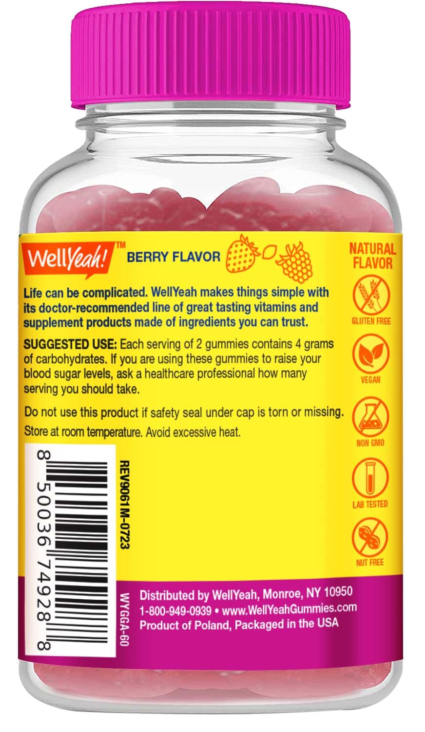 WellYeah Glucose Gummies Berry Flavor - 60 Count - image 2