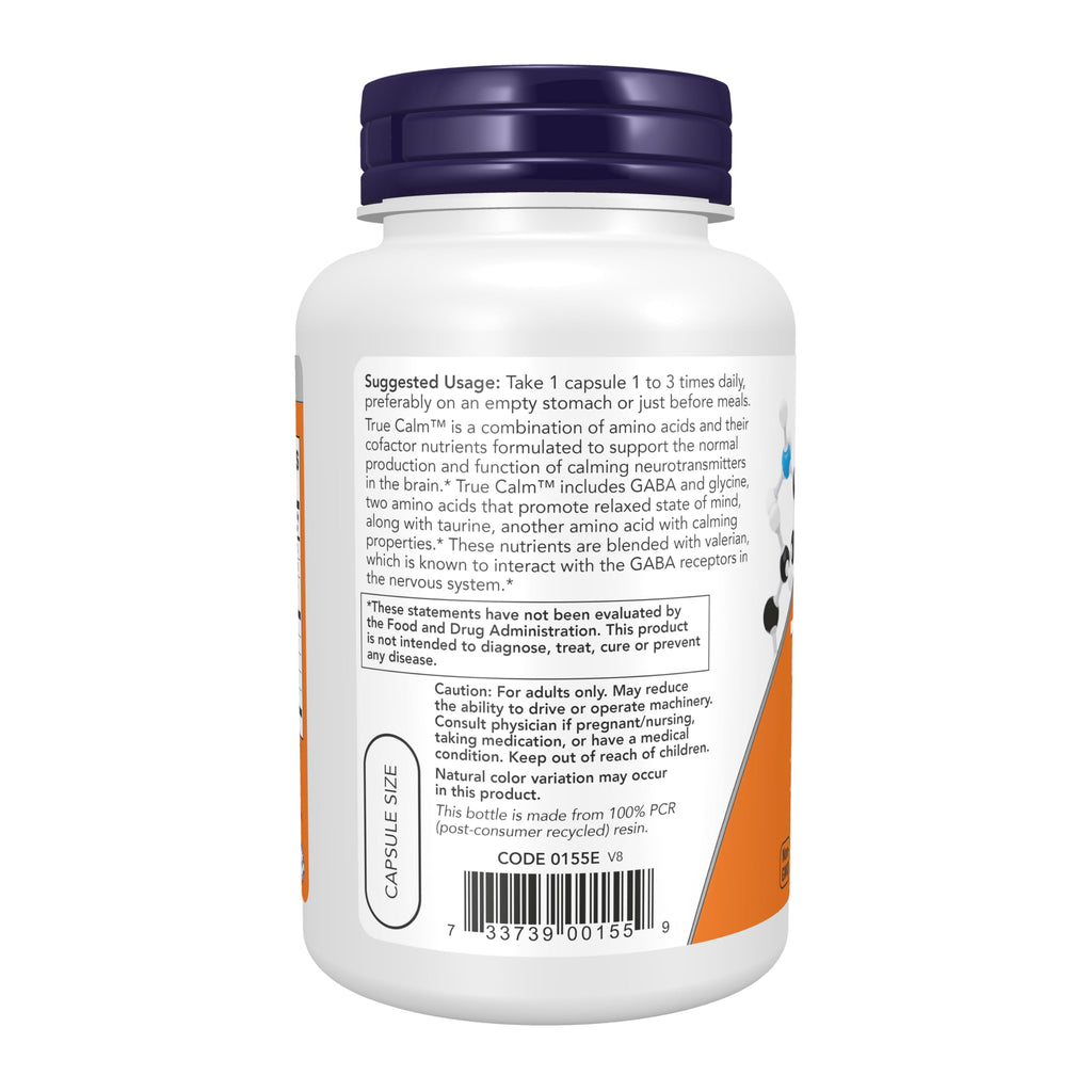 NOW Supplements True Calm with Magnesium GABA B Vits - 90 Vegetarian Capsules - image 3