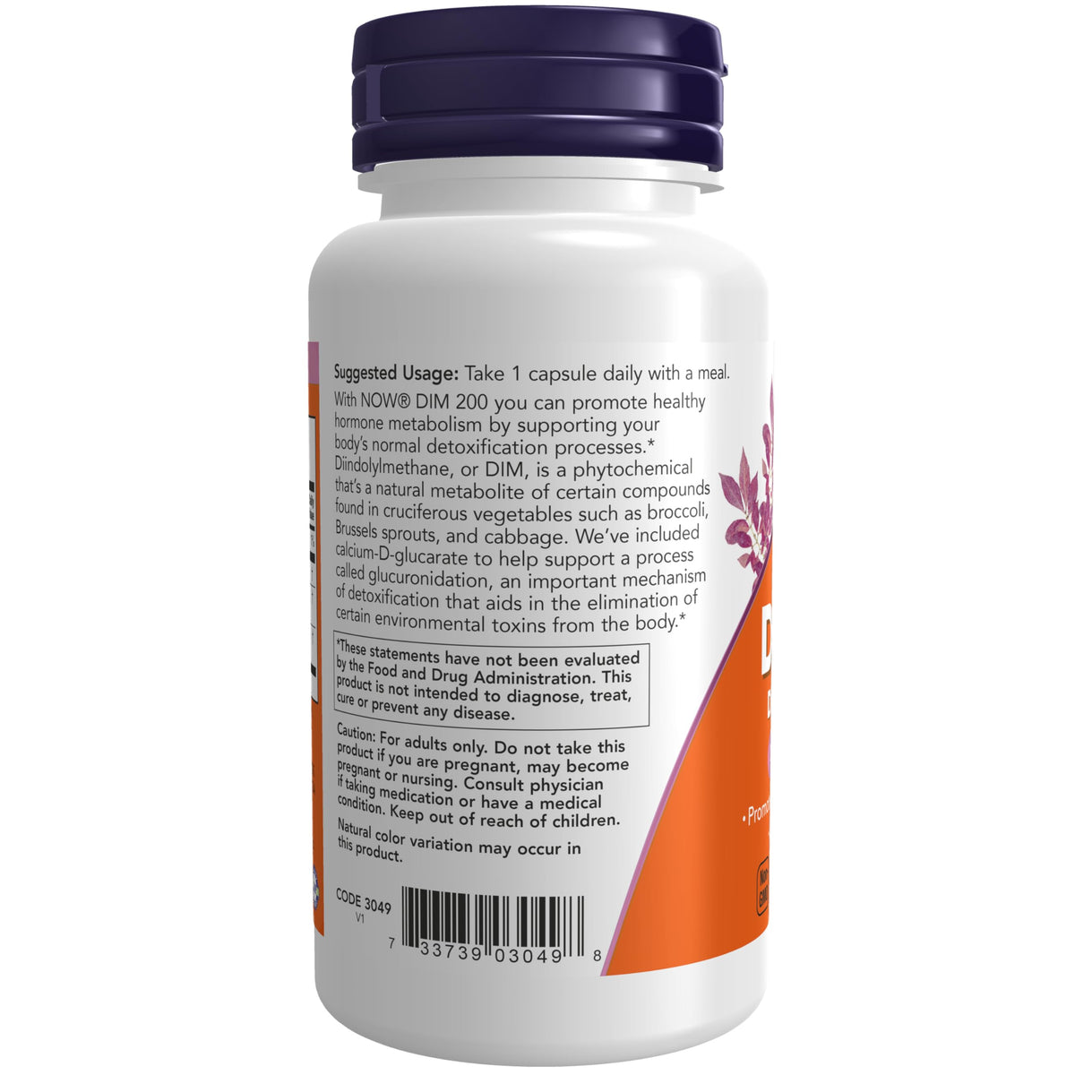 NOW DIM 200 with Calcium D-Glucarate - 90 Vegetarian Capsules - image 3
