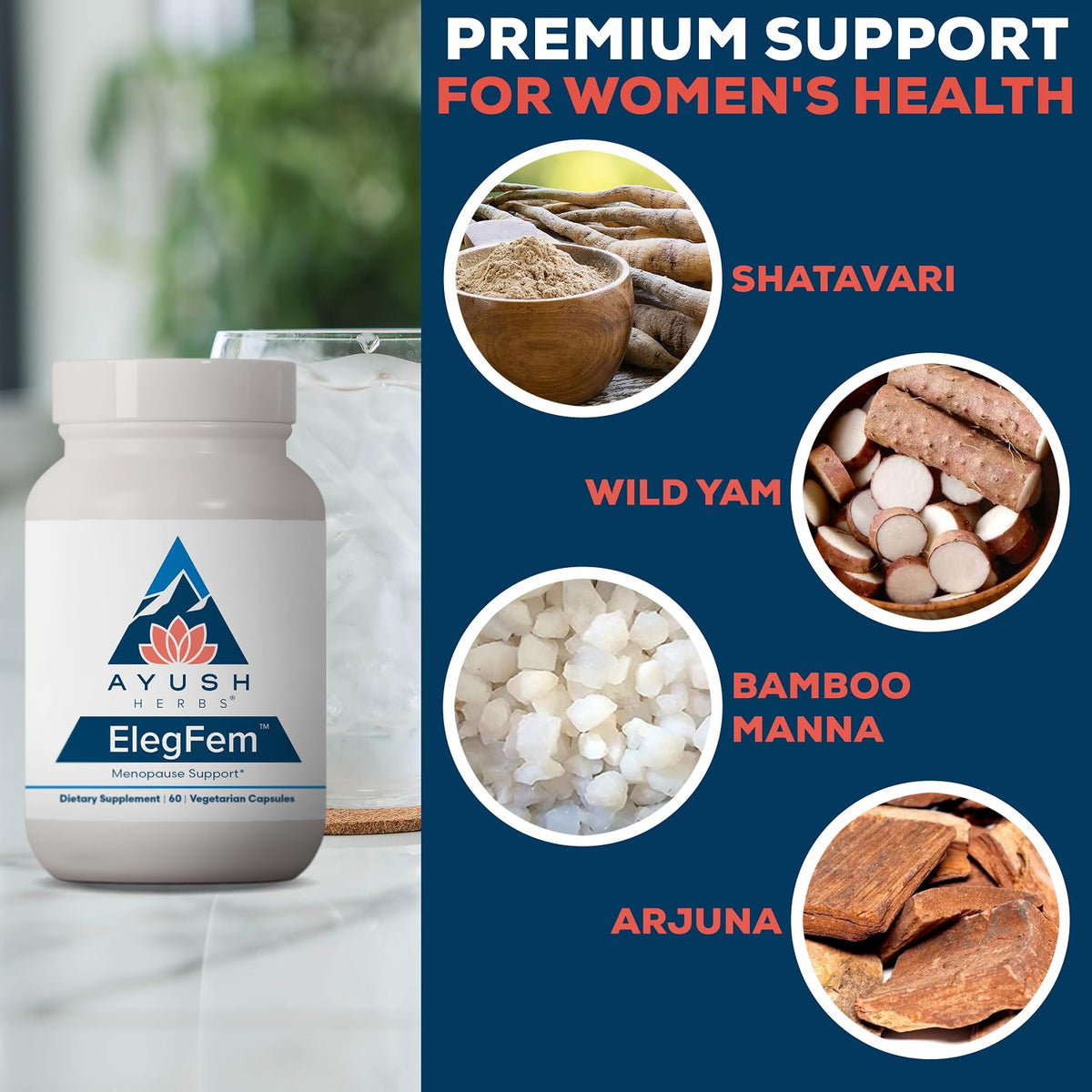 Ayush Herbs ElegFem Menopause Supplement for Women - 60 Capsules - image 4