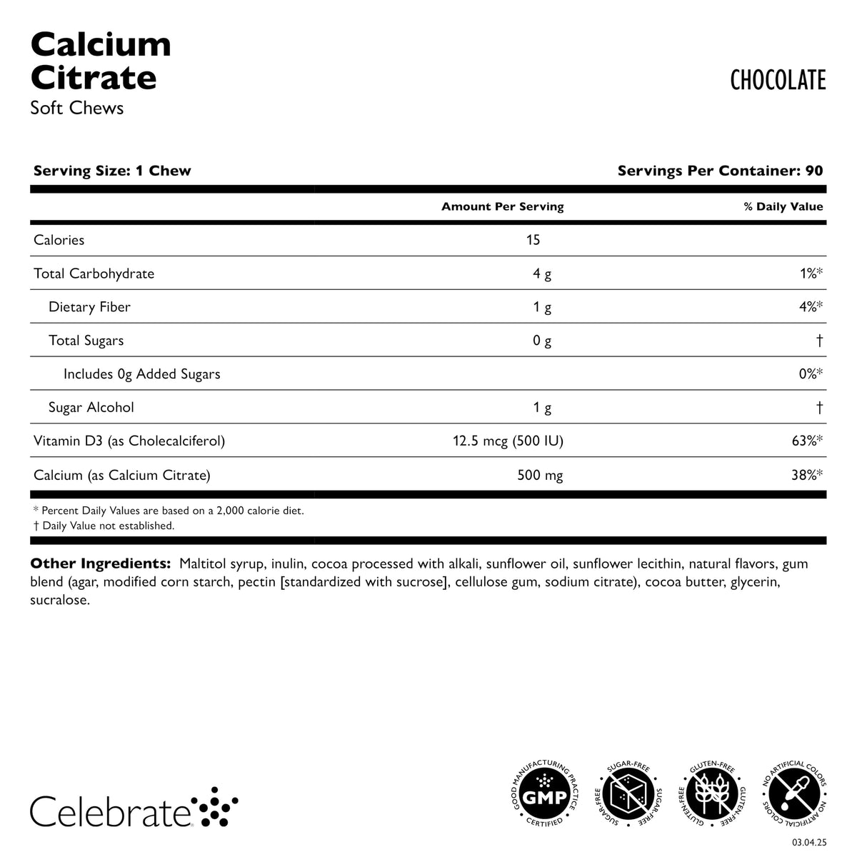 Celebrate Bariatric Calcium Chews 500 mg with Vitamin D3 - 90 Chews - image 3