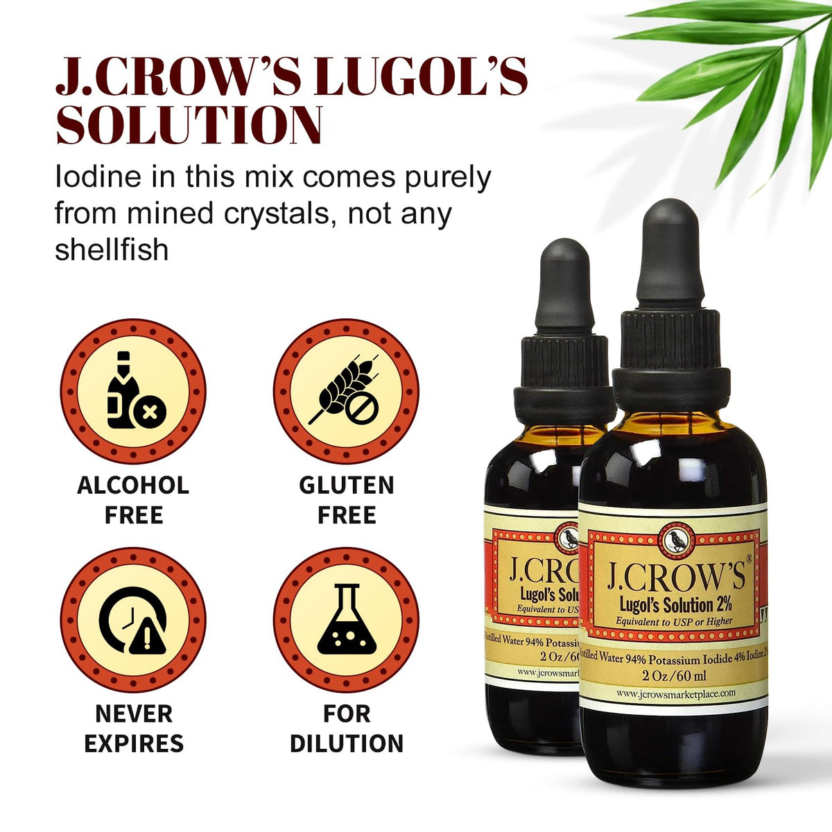 J. CROW'S J.CROW'S® Lugol's Solution of Iodine 2% 2 oz