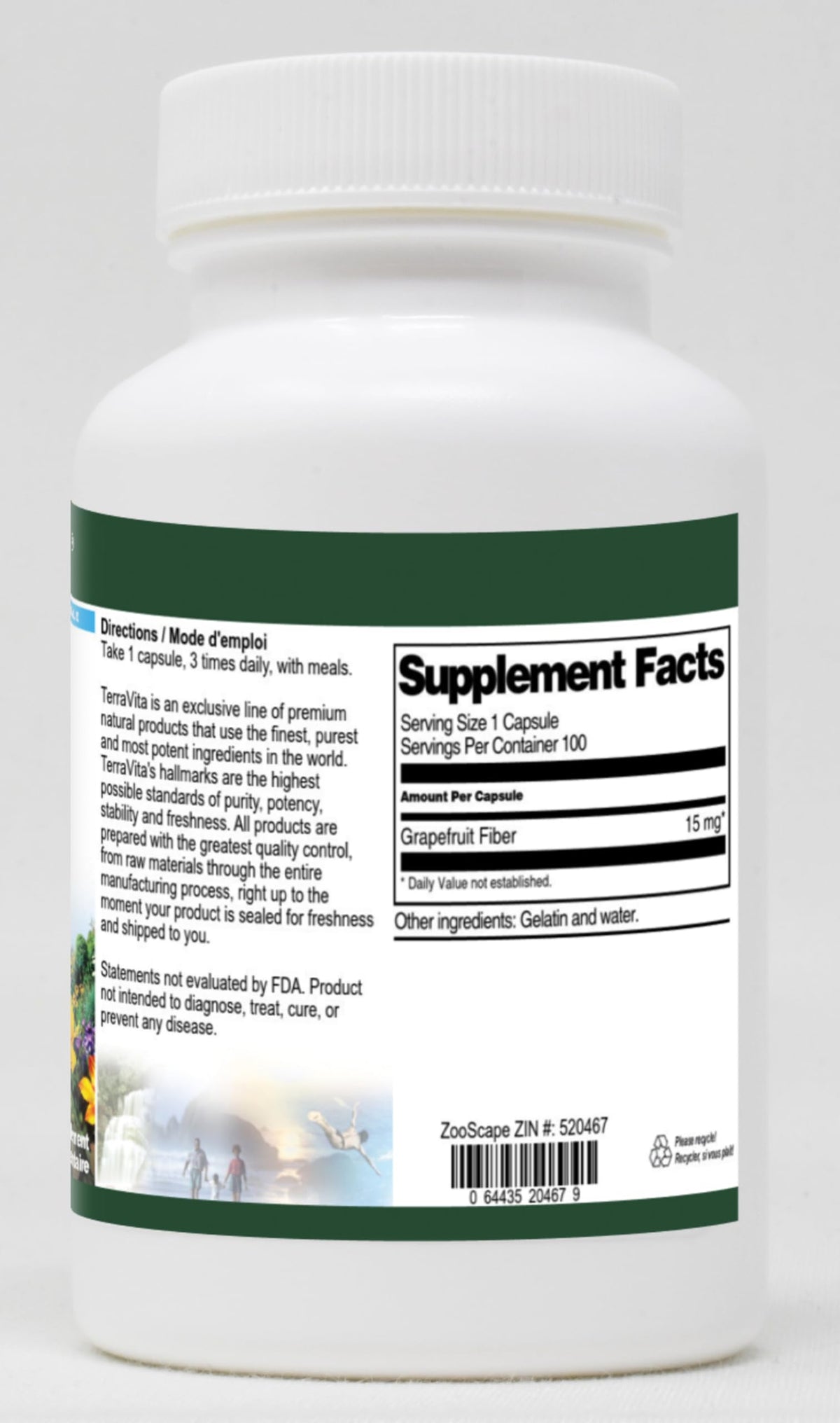 Terravita Grapefruit Fiber - 450 mg (100 Capsules, ZIN: 520467)